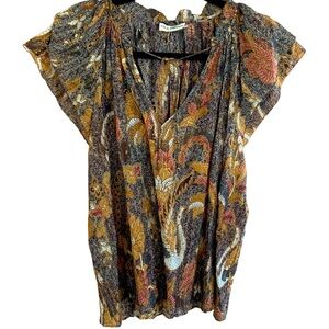 Ulla Johnson Birds of Paradise Silk Blend Flutter Sleeve Size 6